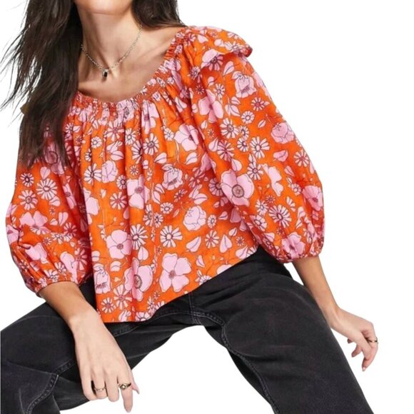 Free People Tops - Free People Miss Daisy Floral Printed Pull On Off The Shoulder Smock Flowy Top